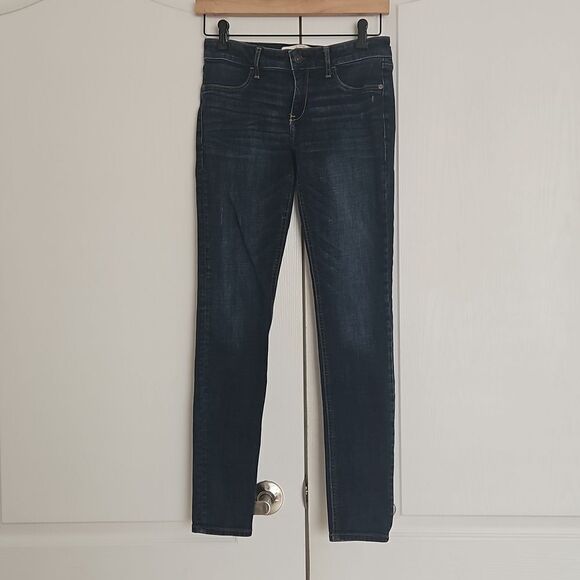 Abercrombie& Fitch Women's Mid-Rise Straight Leg Denim Jeans Dark Blue Washed 26 - Picture 2 of 16